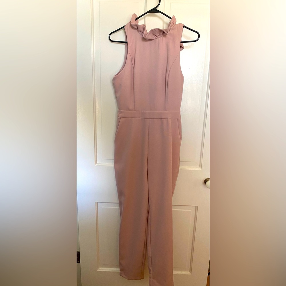 Do+be high collared neck jumpsuit, size small in blush pink